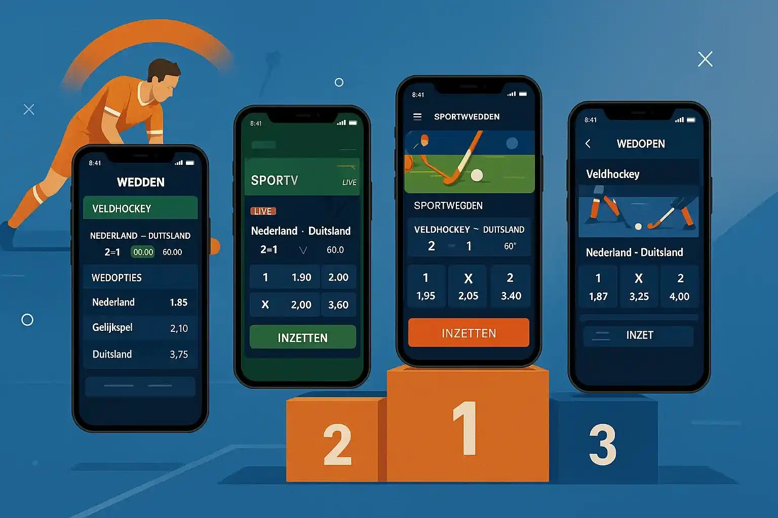 Vergelijking van de beste bookmakers voor hockey wedden in Nederland met smartphones en wedden apps