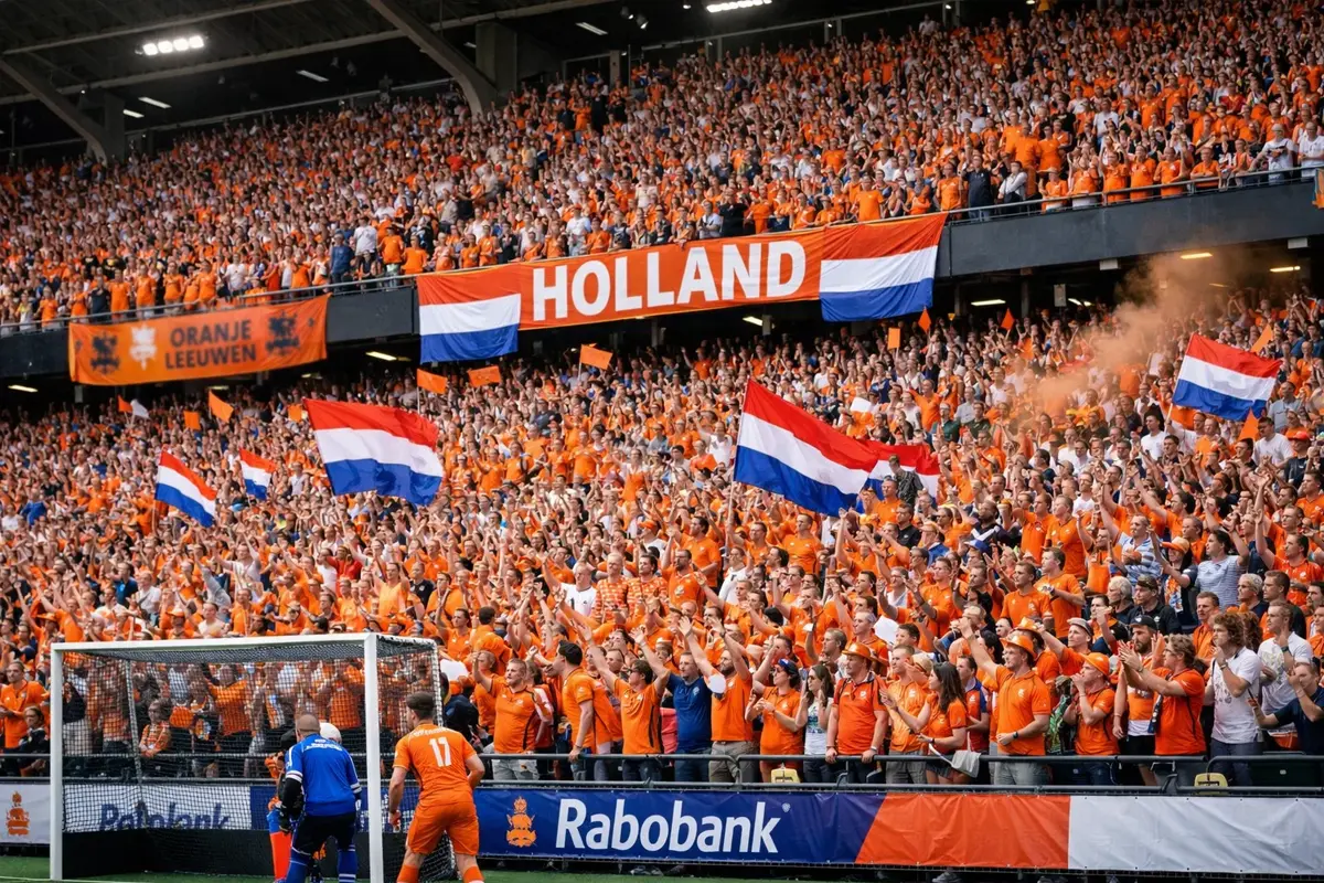 Volle tribunes tijdens een interland in het Wagener Stadion